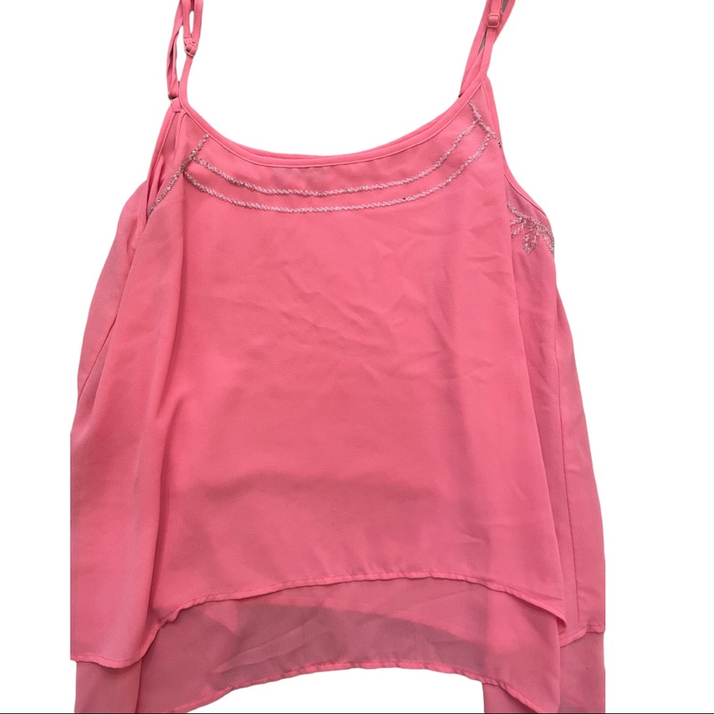 FAISCA Women’s Pink Silver Beaded Spaghetti Strap Tank Top Size Large